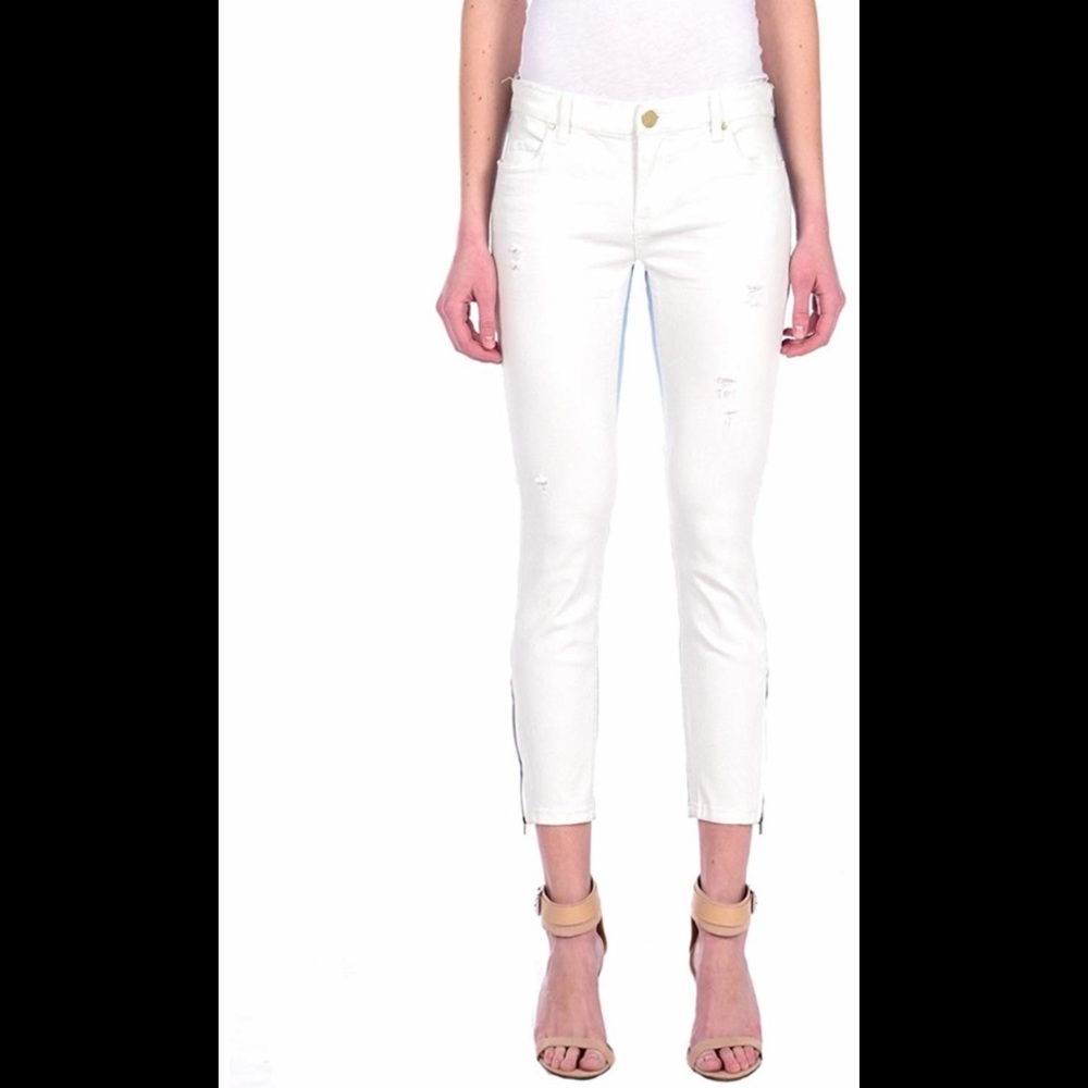 BlankNYC 26 zip two tone white blue denim jeans